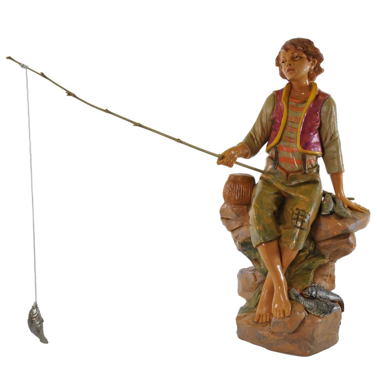 Statua presepe 30 cm pescatore seduto con canna