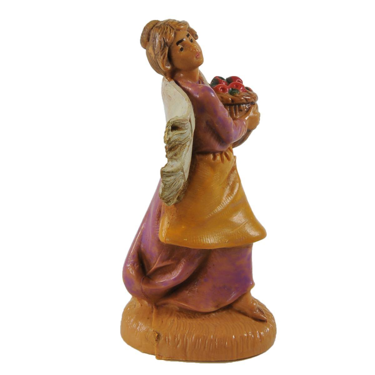 Statua cm.6,5 Pastorella con Cesta di Frutta | Fontanini