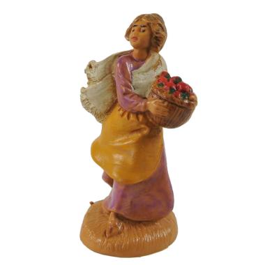 Statua cm.6,5 Pastorella con Cesta di Frutta | Fontanini
