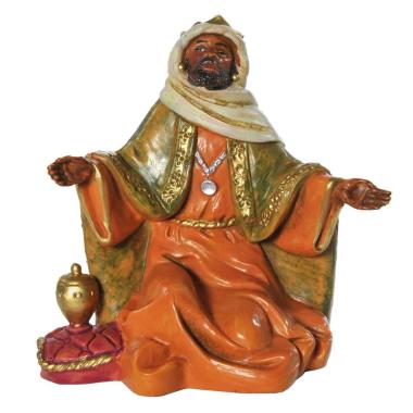 Statua presepe 12 cm re magio baldassarre in ginocchio