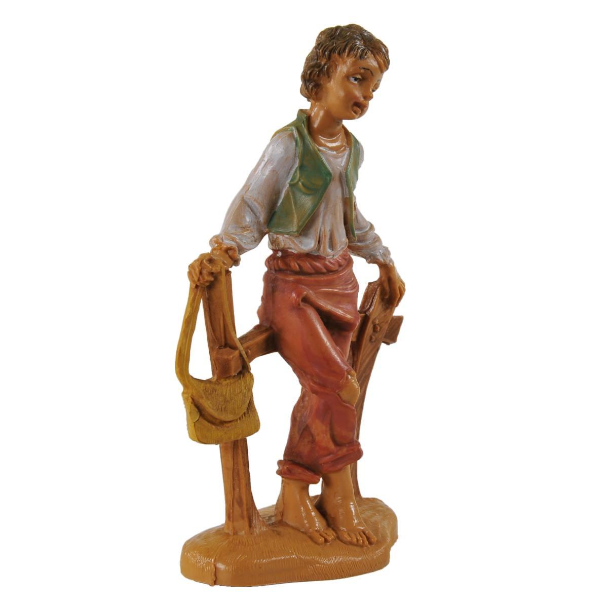 Statua presepe 10 cm pastore con staccionata