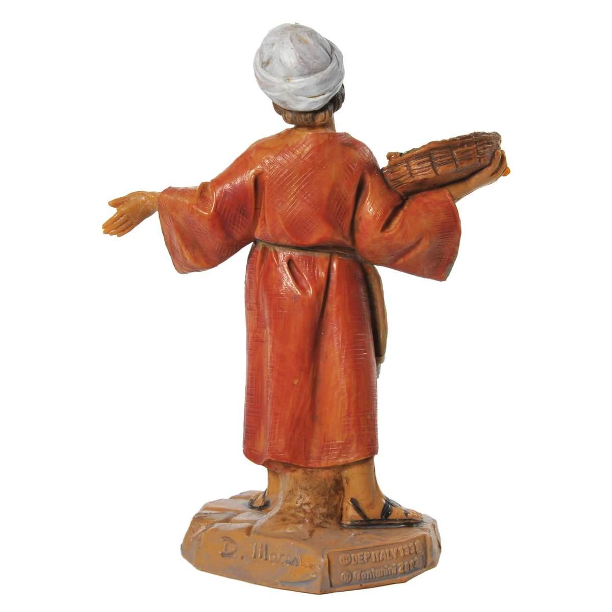 Statua presepe 12 cm bambino con cesta uva