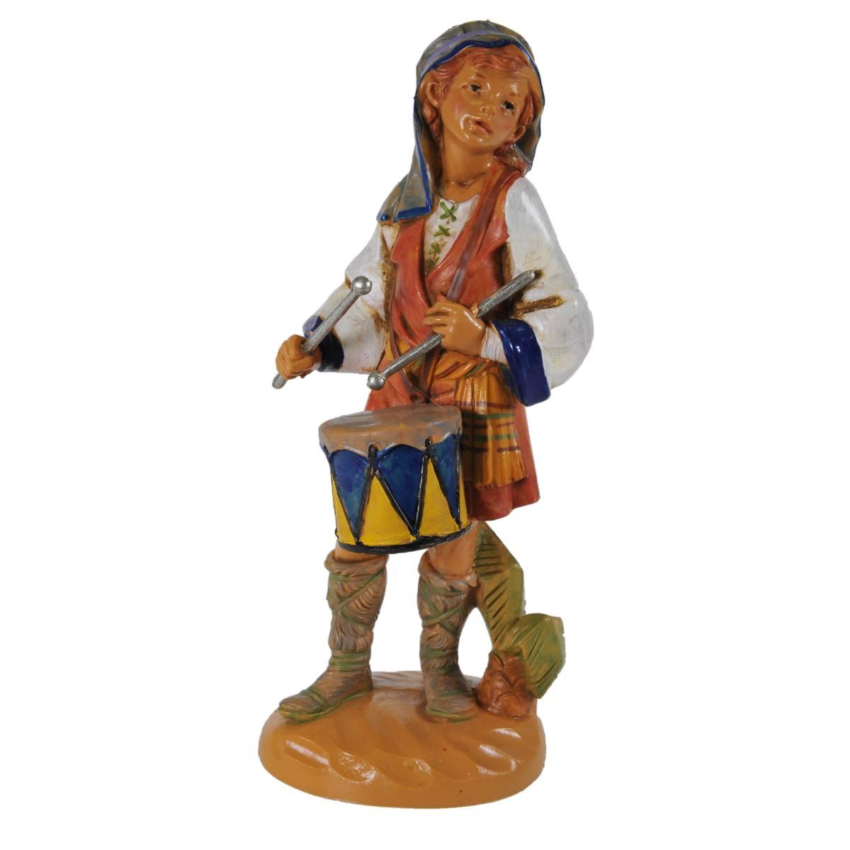 Statua presepe 19 cm pastore con tamburo