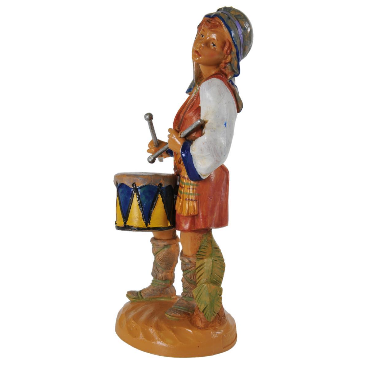 Statua presepe 19 cm pastore con tamburo