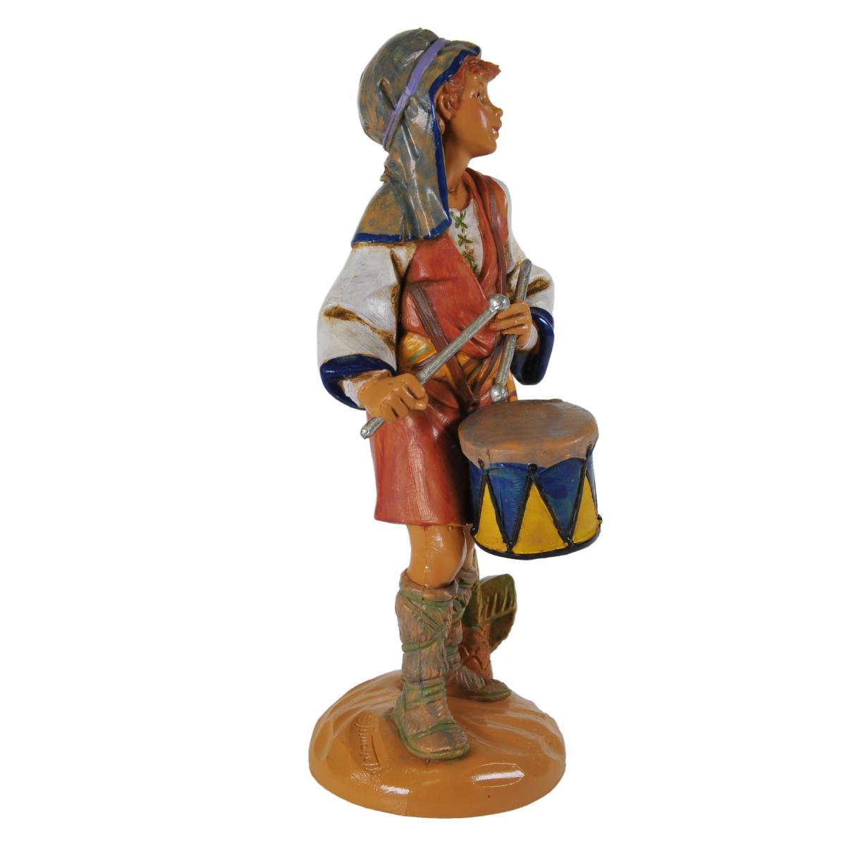 Statua presepe 19 cm pastore con tamburo