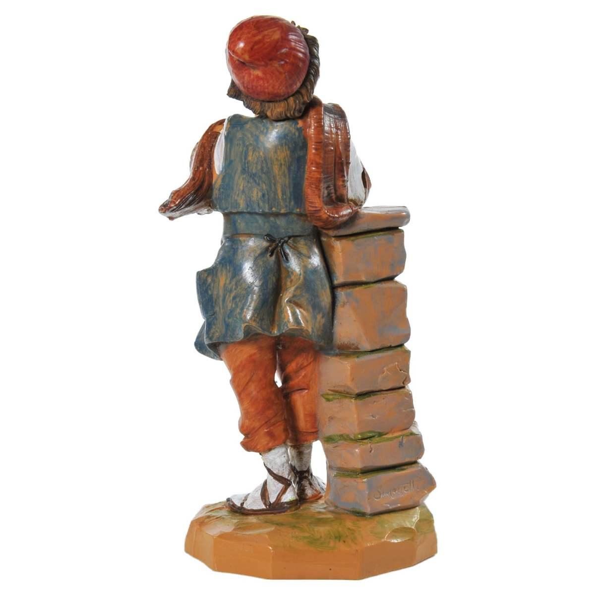 Statua presepe 19 cm pastore con flauto
