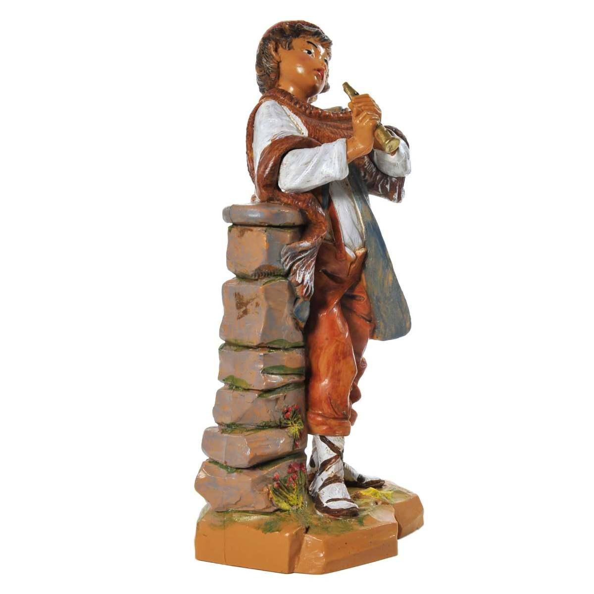 Statua presepe 19 cm pastore con flauto