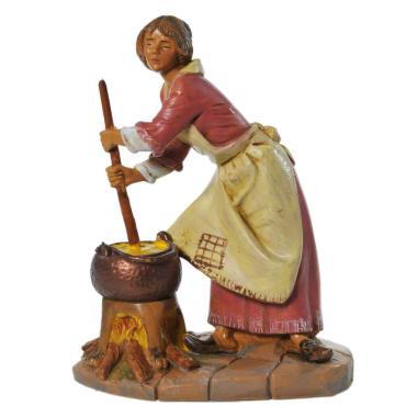 Statua presepe 19 cm donna con pentola