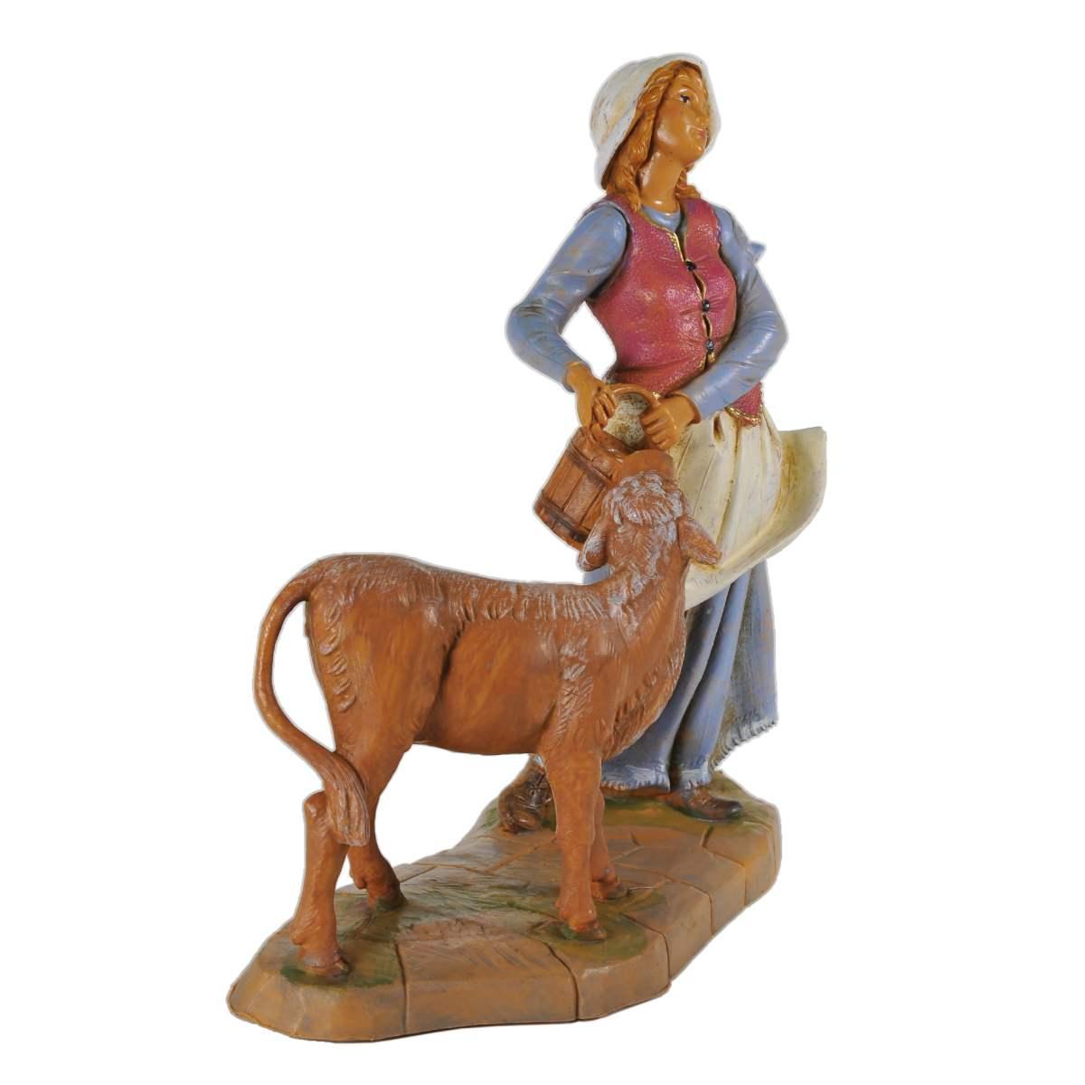 Statua cm.19 Pastorella con Vitello | Fontanini