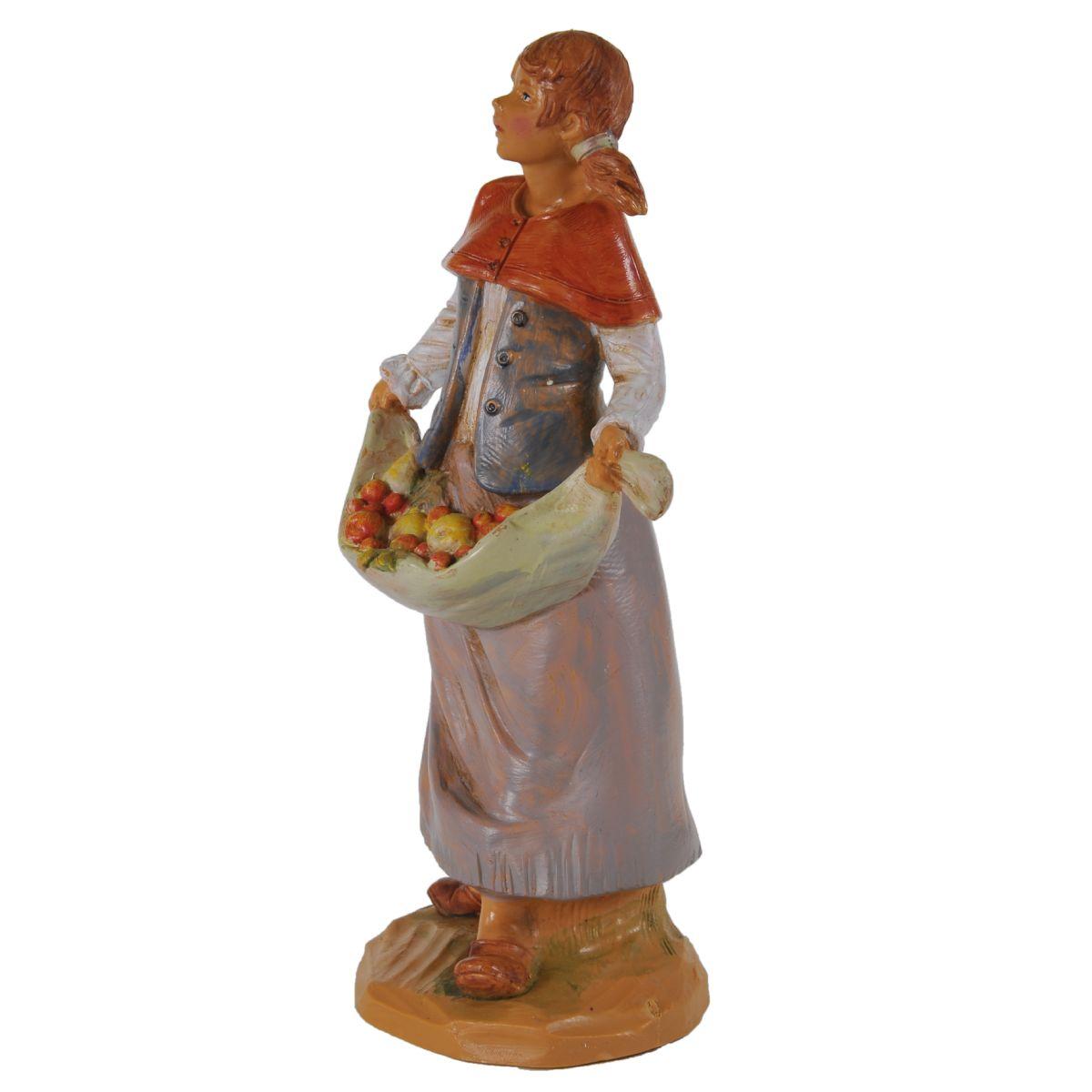 Statua cm.19 Pastorella con Frutta nel Sinale | Fontanini