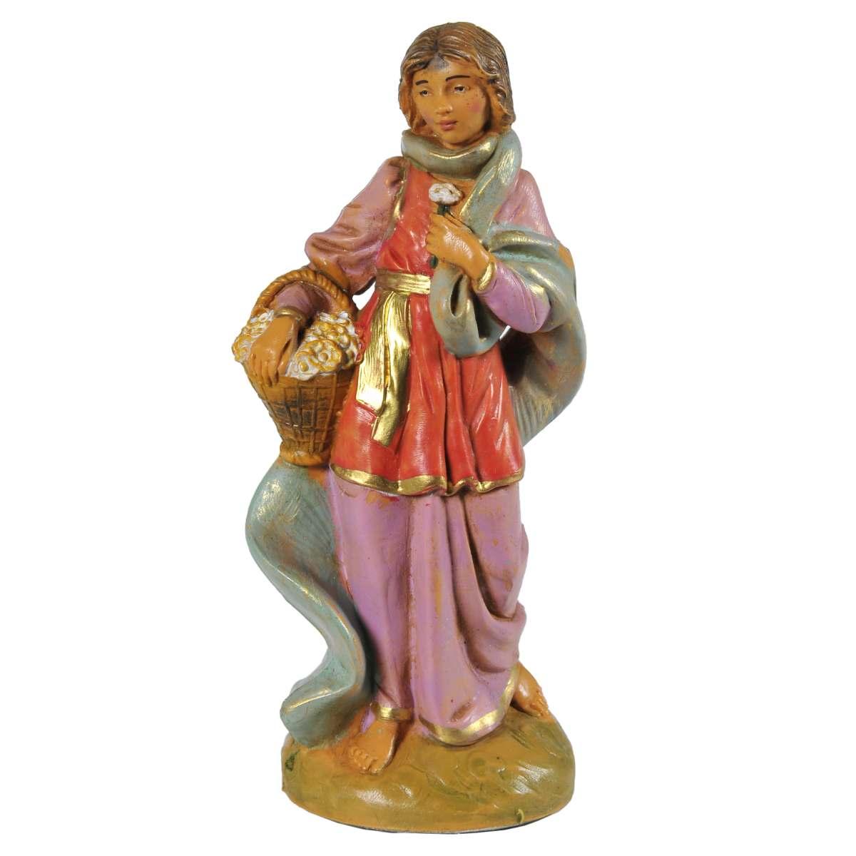 Statua cm.12 Pastorella Claudia con Cesta di Fiori | Fontanini