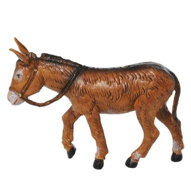 Statua presepe 12 cm asino in piedi marrone