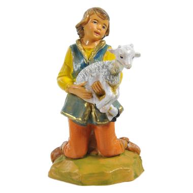 Statua cm.12 Pastore Ragazzo in Ginocchio con Capretta | Fontanini