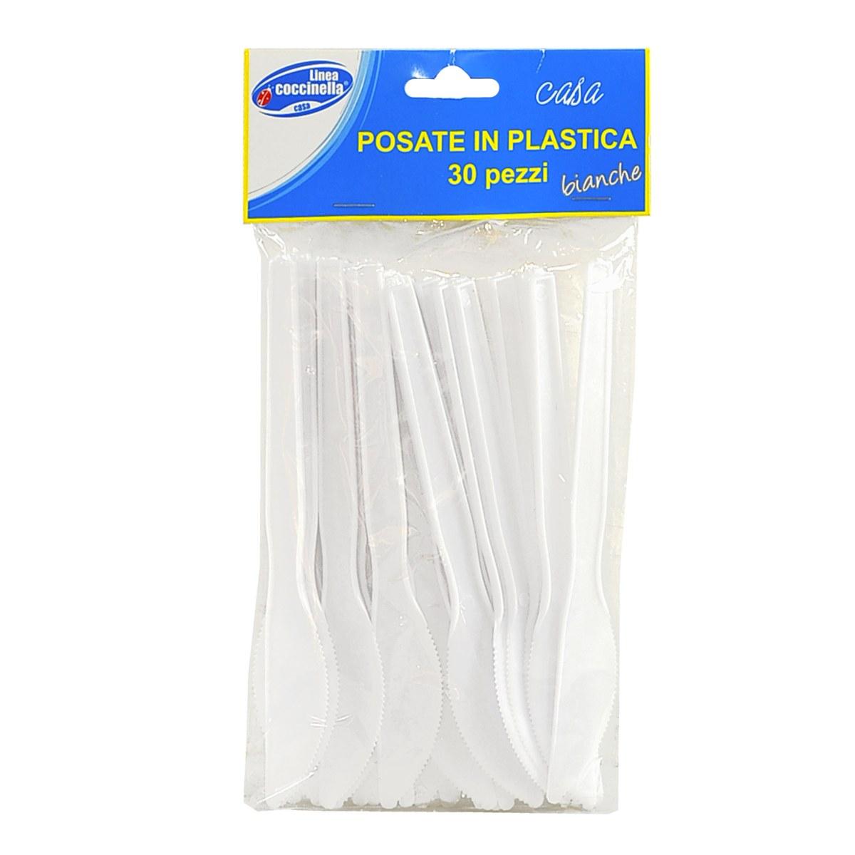 Posate Party Coltello Pvc Set pz.30 Bianchi Coccinella |M2 Store