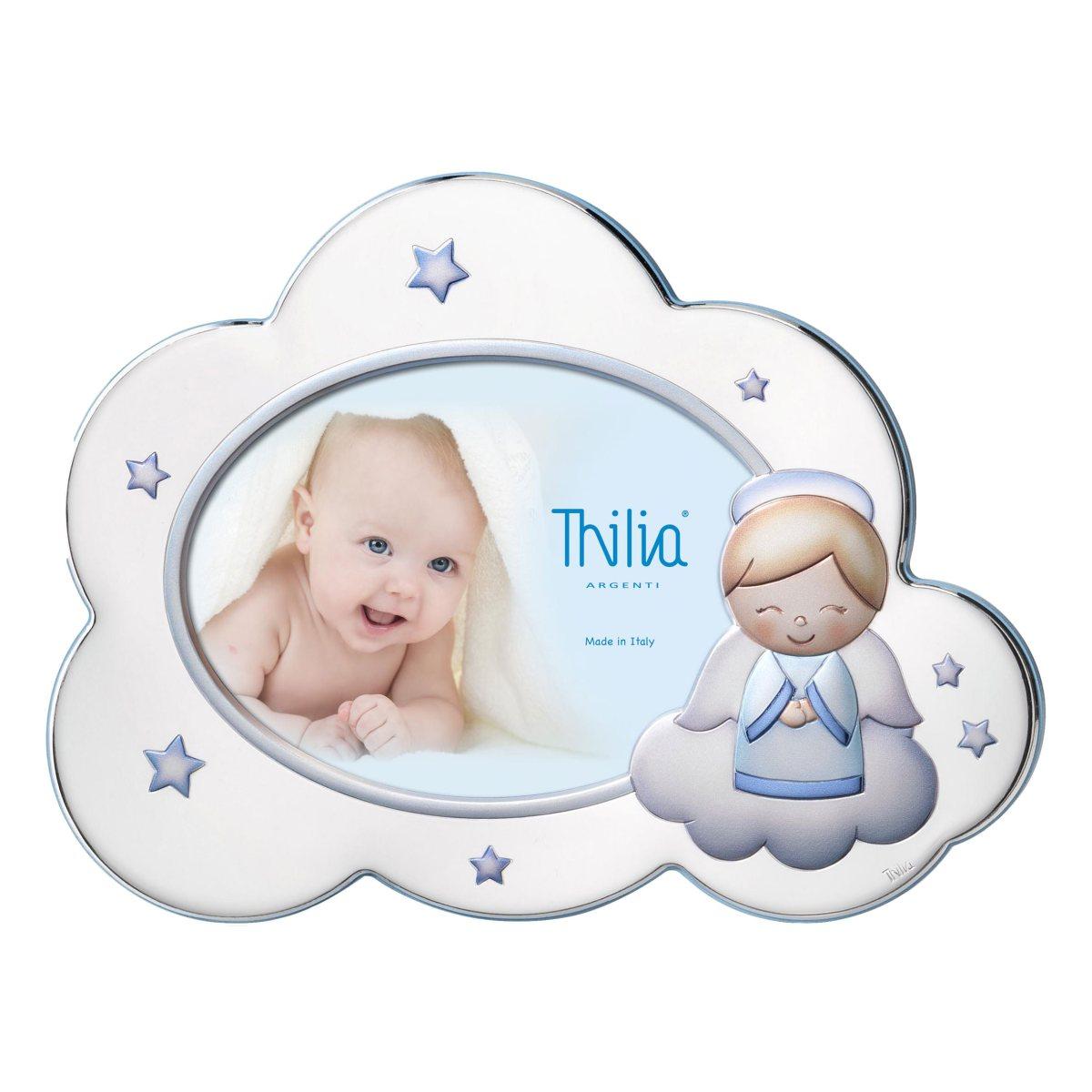 Cornice Arg. cm.13x18 Thilia Azzurra con Angelo | Thilia