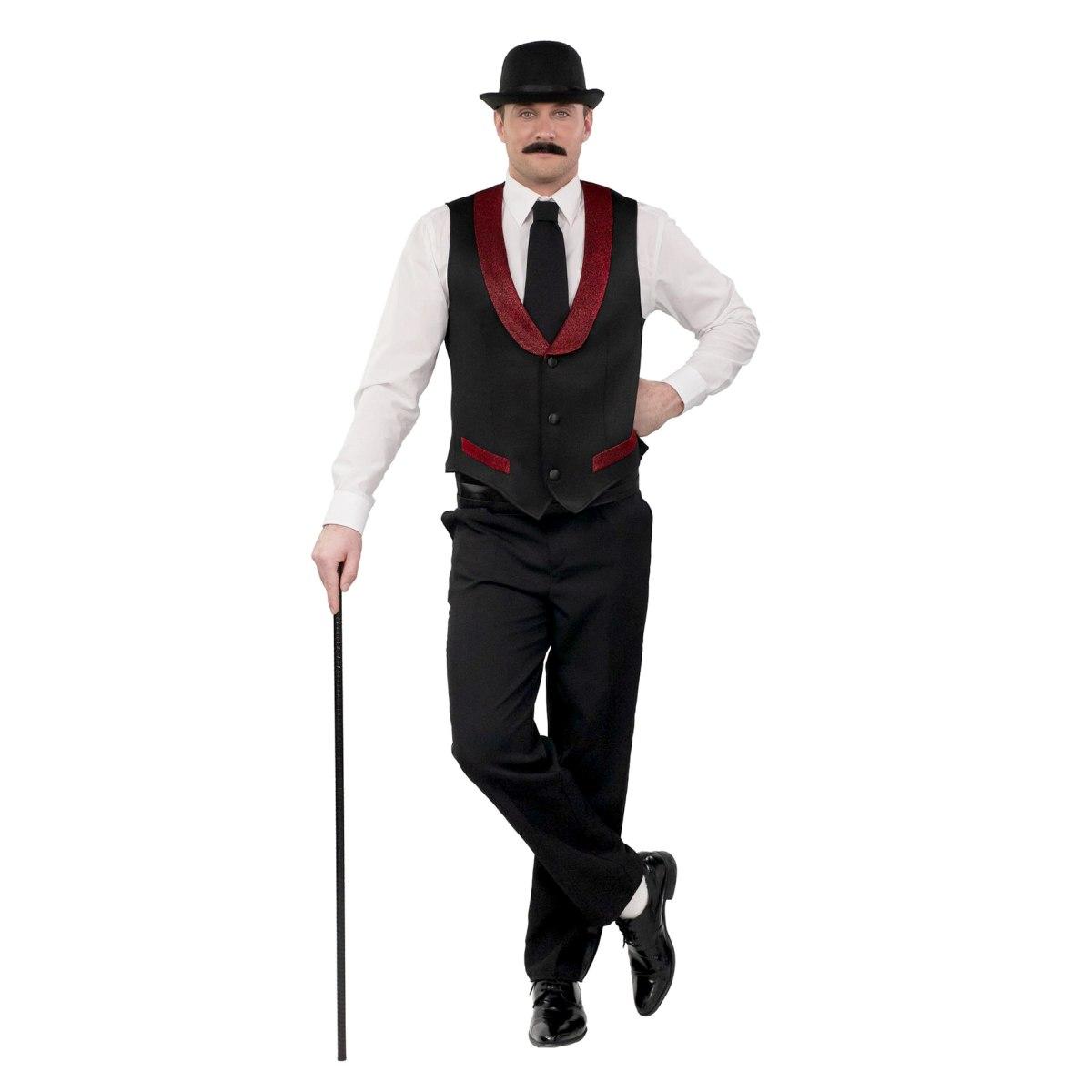 Costume Gilet Nero con Collo Rosso |Orlob