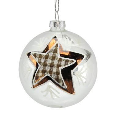 Pallina Natale Vetro cm.Ø8 Trasparente Dec. Stella Set pz.3 |M2 Store