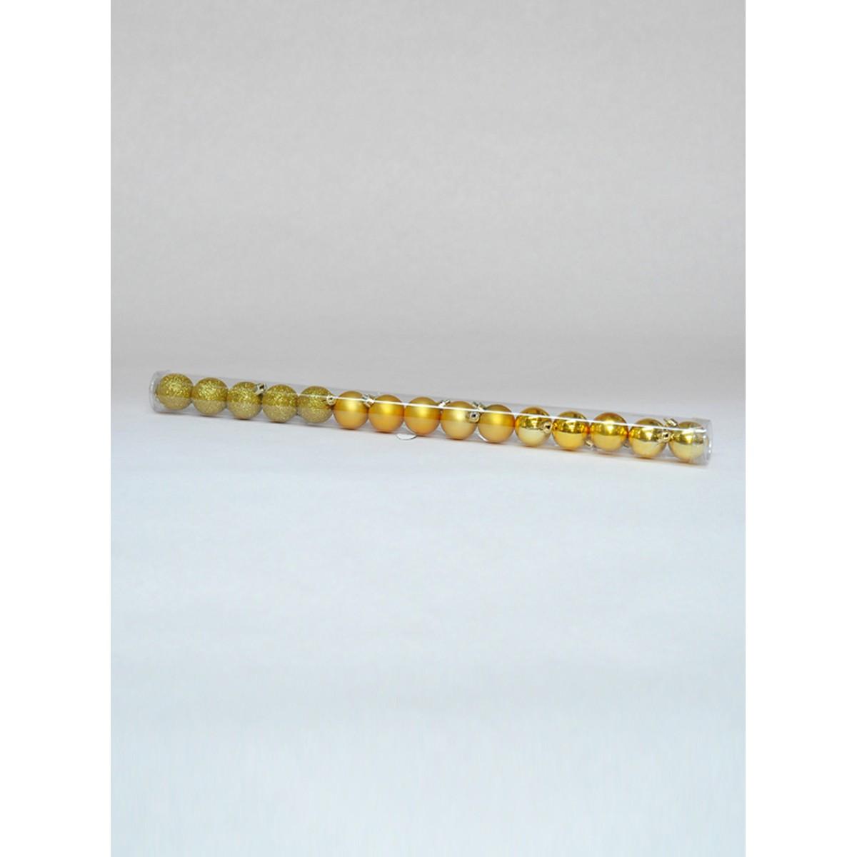 Pallina Natale cm.Ø4 Oro 3 Finiture Set pz.15 Tubo |M2 Store