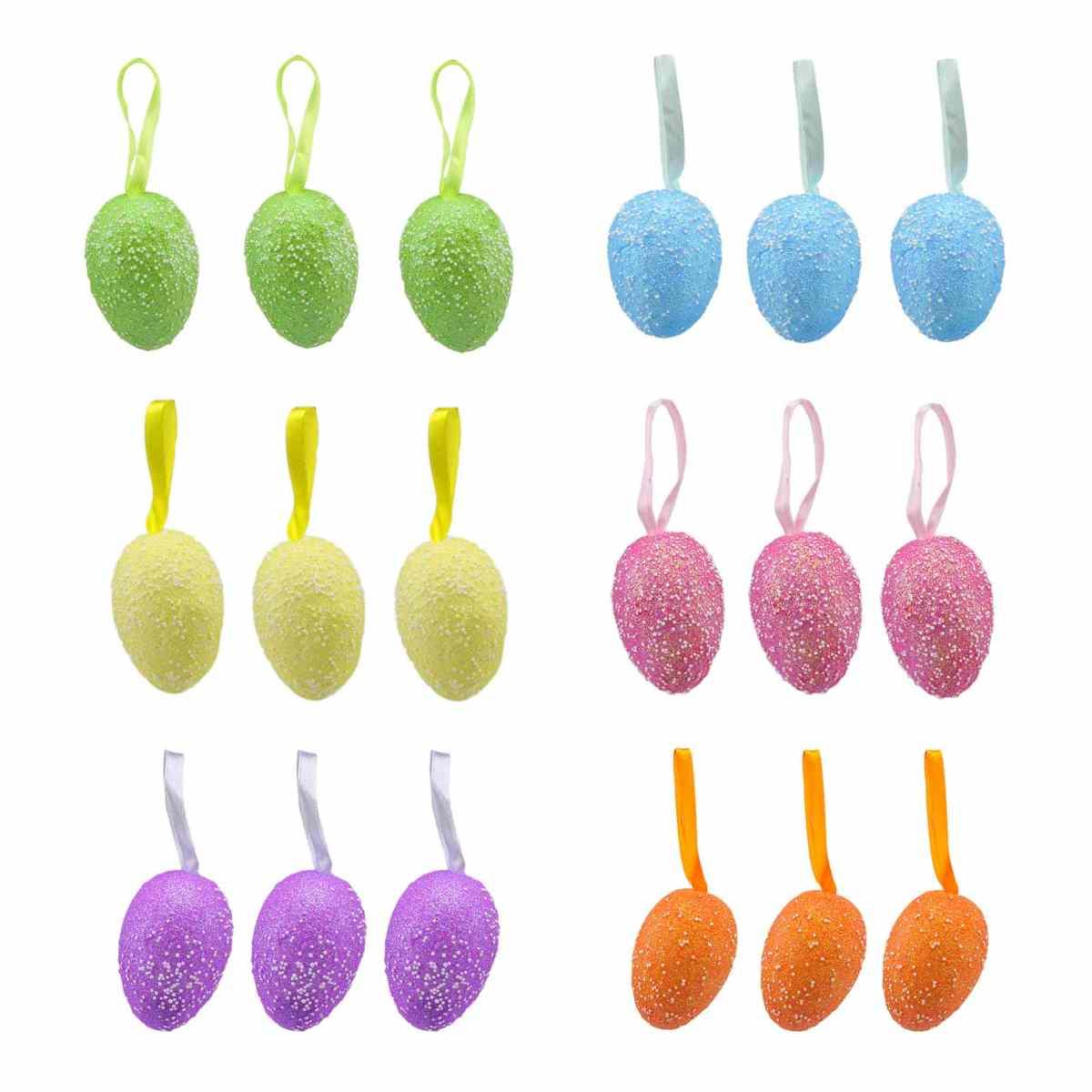 Uova polist glitter 6 colori assortiti 6 cm