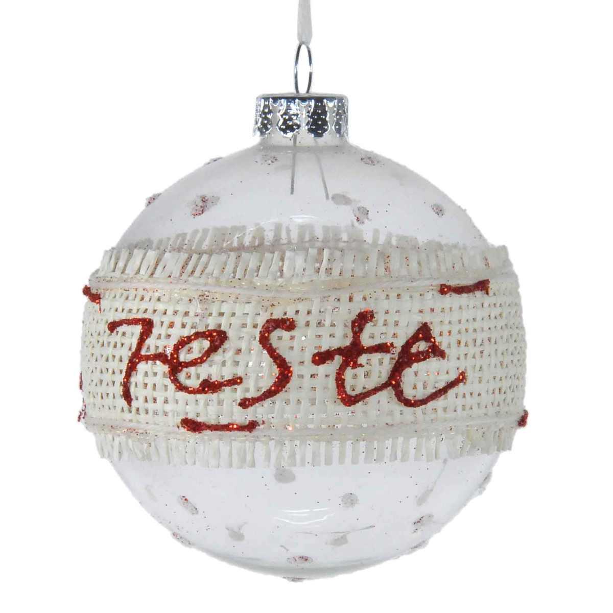 Pallina Natale Vetro cm.Ø8 Trasp Dec. Juta Buone Feste |M2 Store
