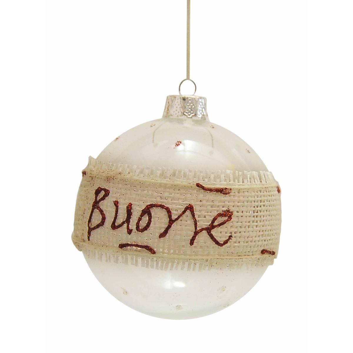 Pallina Natale Vetro cm.Ø10 Trasparente Juta Buone Feste |M2 Store