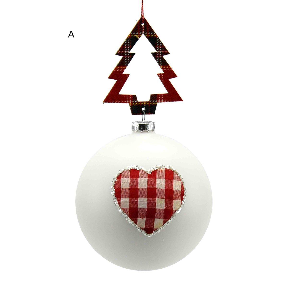 Pallina Natale Vetro cm.Ø10 Bianca Opaca con Cuore |M2 Store