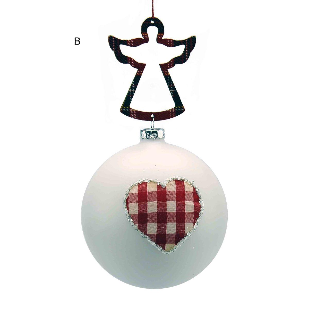 Pallina Natale Vetro cm.Ø10 Bianca Opaca con Cuore |M2 Store
