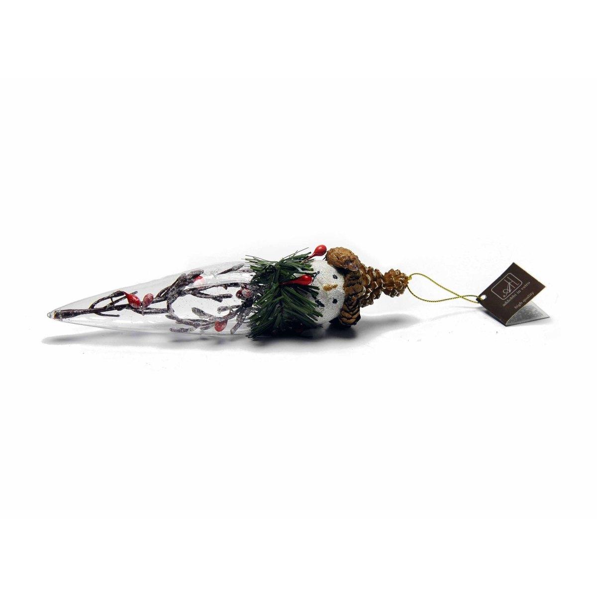 Decorazione Natalizia Pupazzo Neve Vetro cm.4xh20 |M2 Store
