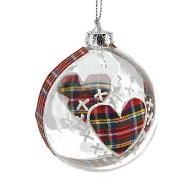 Pallina Natale Vetro cm.Ø8 Trasp con Decoro Scozzese Set pz.2 |M2 Store