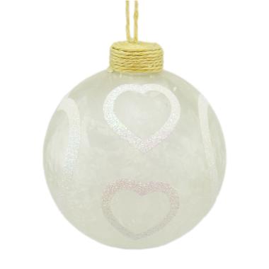 Pallina Natale Vetro cm.Ø10 Bianca Satinata con Cuori |M2 Store