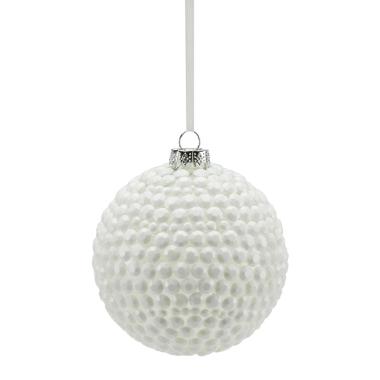 Pallina Natale Vetro cm.Ø10 Trasparente con Palline Bianche |M2 Store