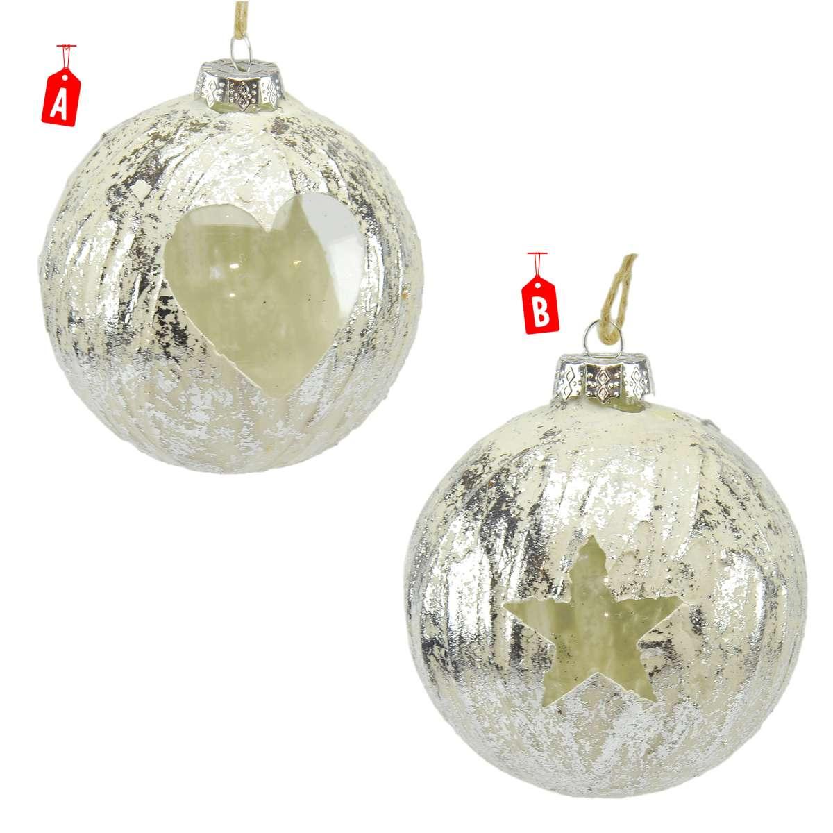 Pallina Natale Vetro cm.Ø10 Argento Sat. 2 Modelli |M2 Store
