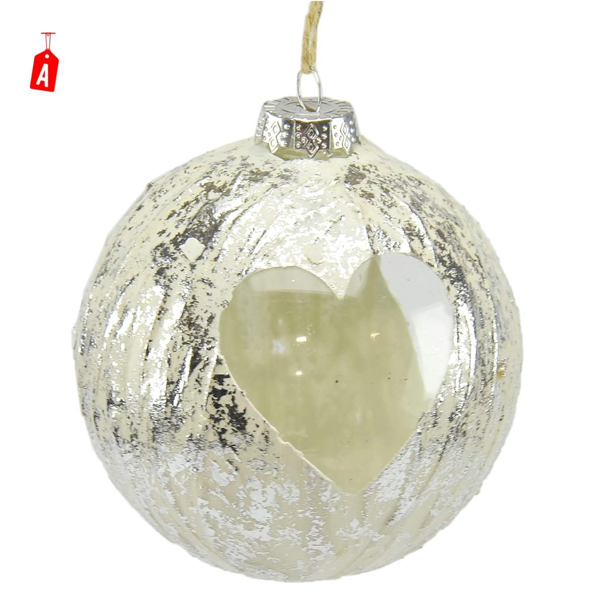 Pallina Natale Vetro cm.Ø10 Argento Sat. 2 Modelli |M2 Store