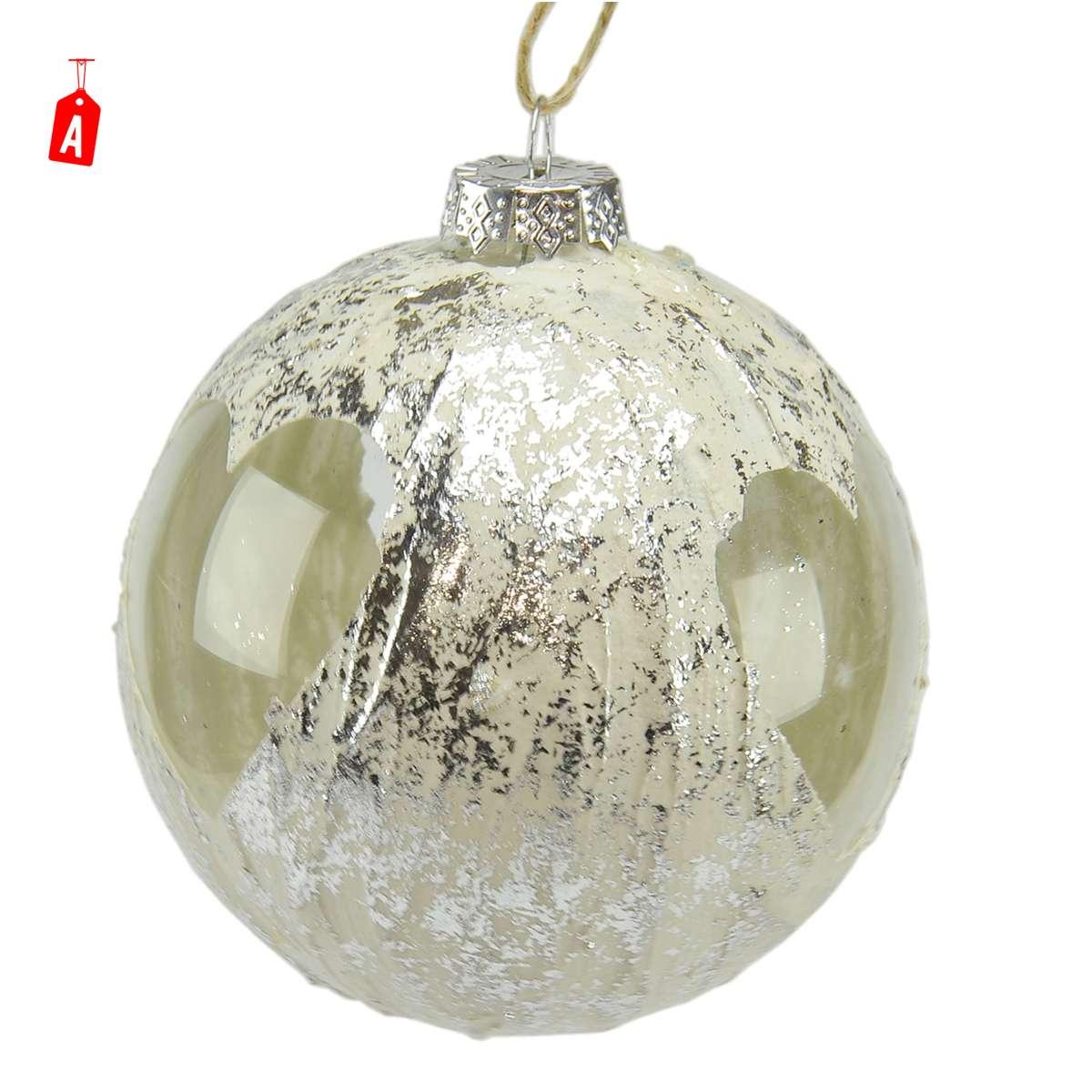 Pallina Natale Vetro cm.Ø10 Argento Sat. 2 Modelli |M2 Store
