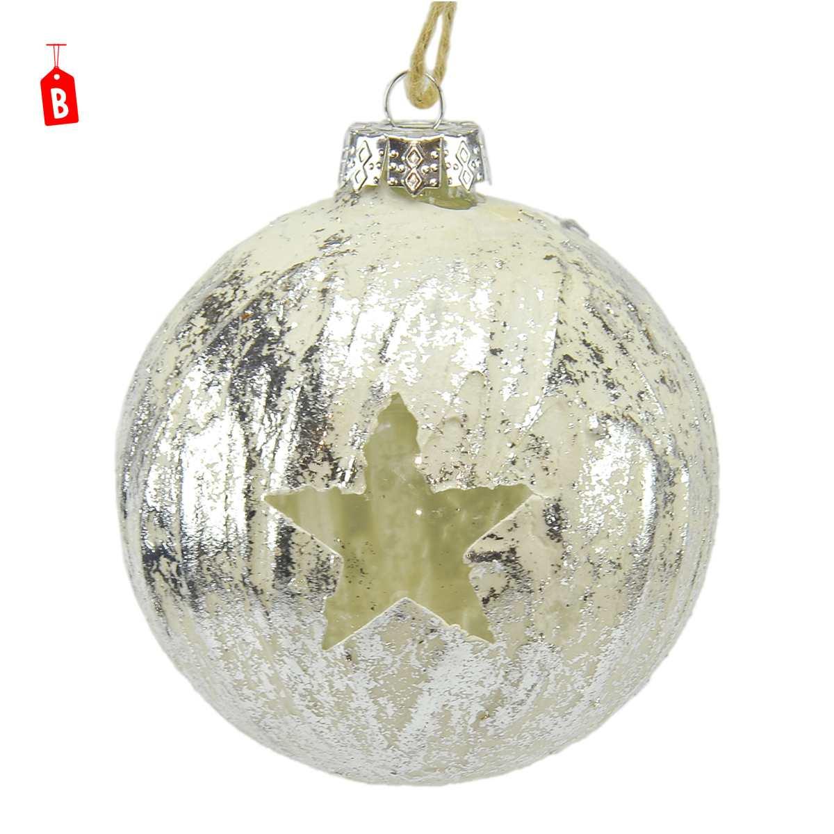 Pallina Natale Vetro cm.Ø10 Argento Sat. 2 Modelli |M2 Store