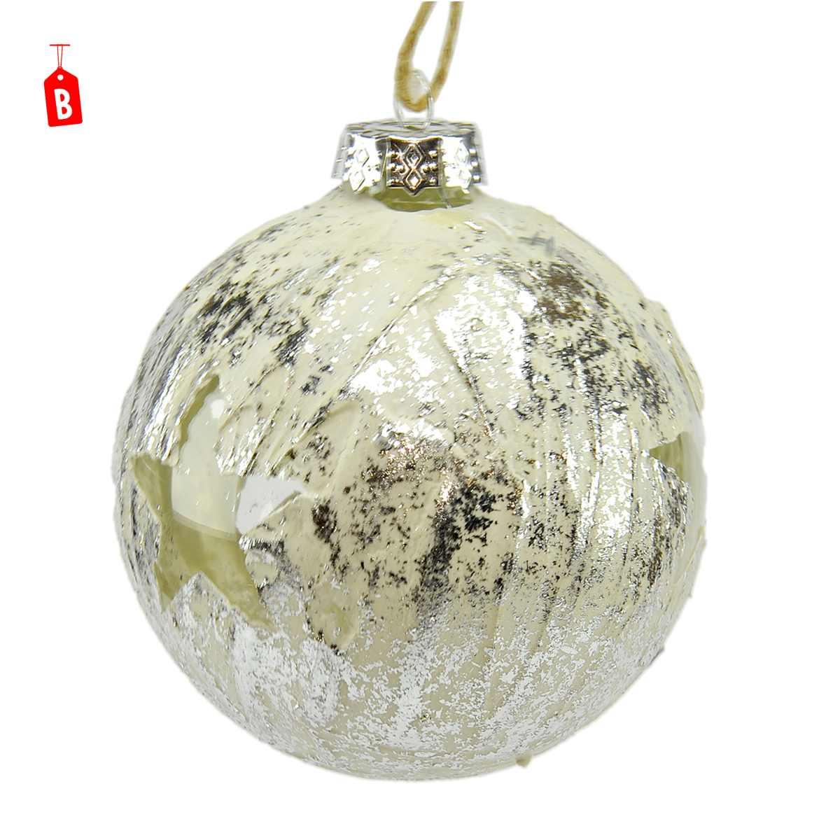 Pallina Natale Vetro cm.Ø10 Argento Sat. 2 Modelli |M2 Store