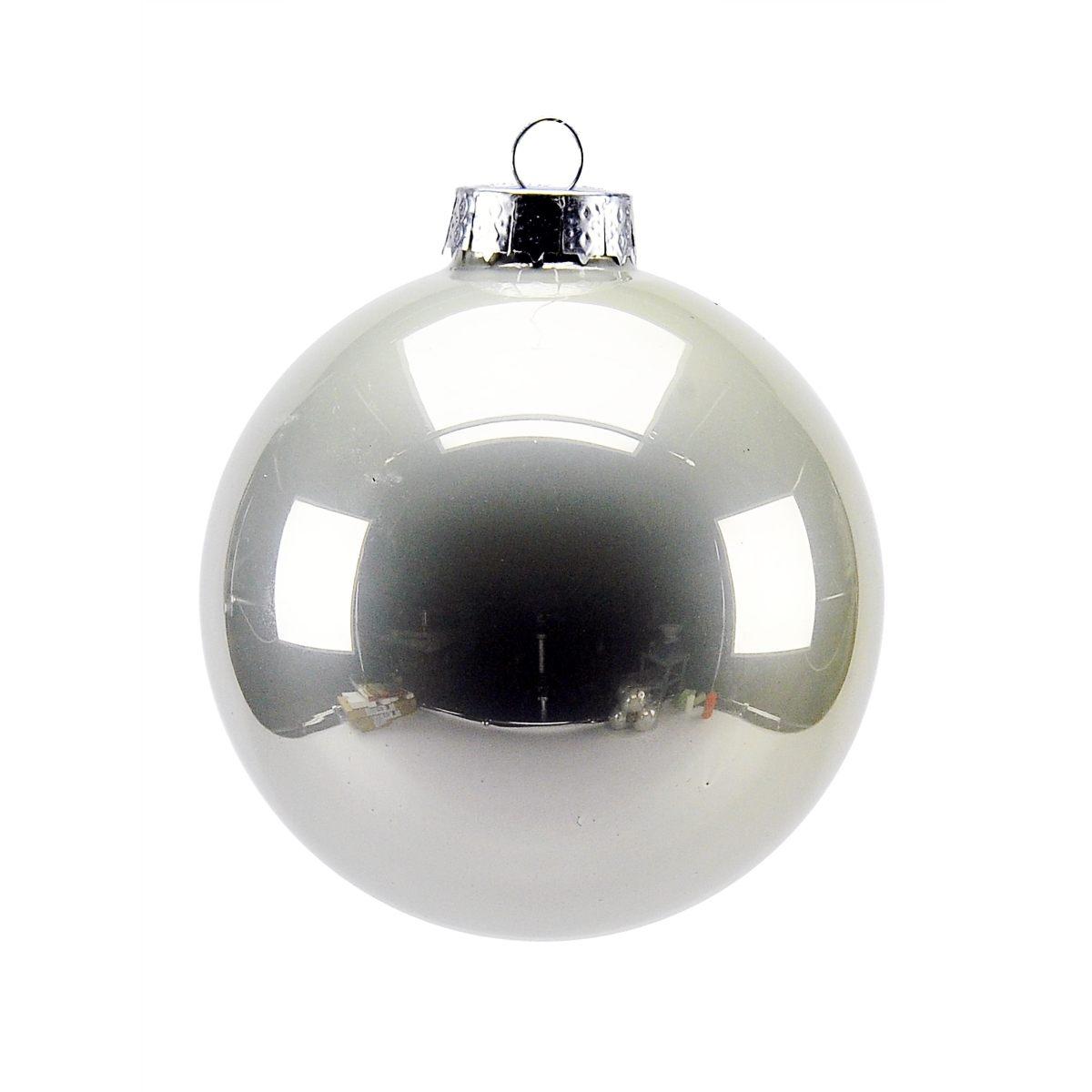 Pallina Natale Vetro cm.Ø10 Argento Perlato Set pz.6 |Inge's Glass