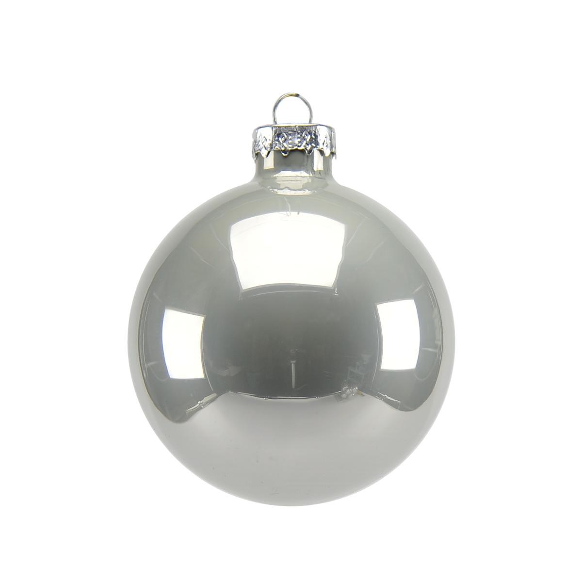 Pallina Natale Vetro cm.Ø7 Argento Perlato Set pz.8 |Inge's Glass