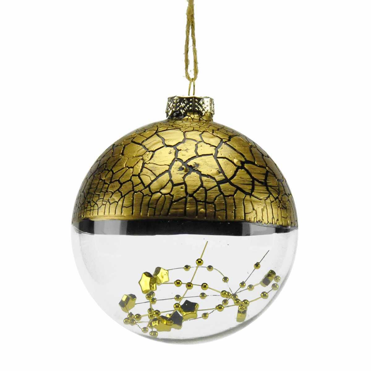 Pallina Natale Vetro cm.Ø10 Trasp/Bronzo Sat. con Filo |M2 Store
