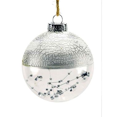 Pallina Natale Vetro cm.Ø8 Trasparente Argento Sat. con Filo |M2 Store