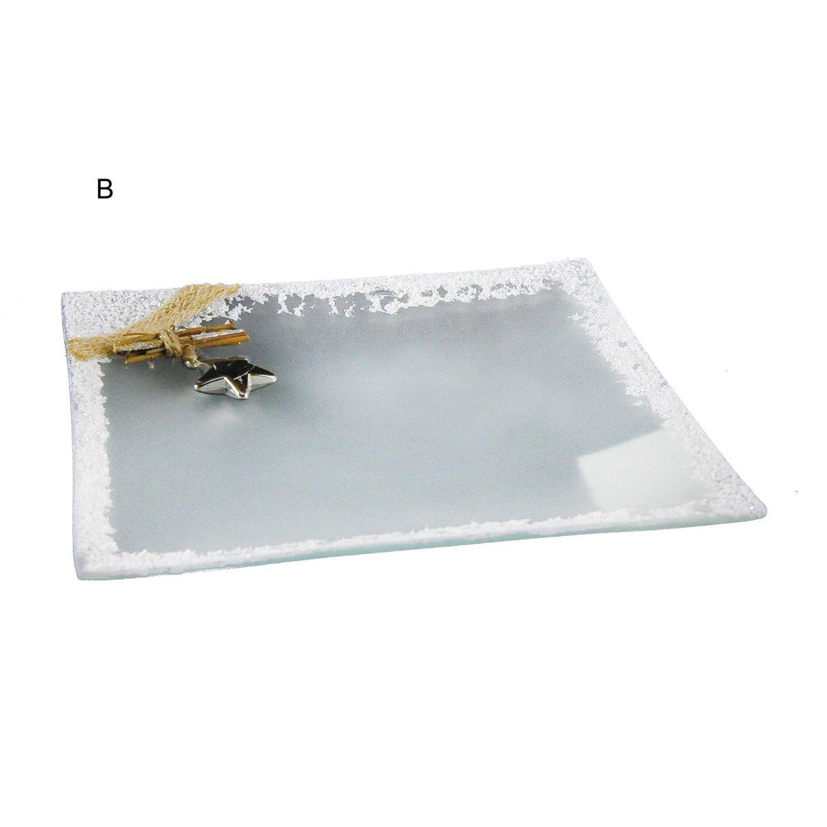 Piattino Tavola Natale Vetro con Bordo Innevato cm.20x20 |M2 Store