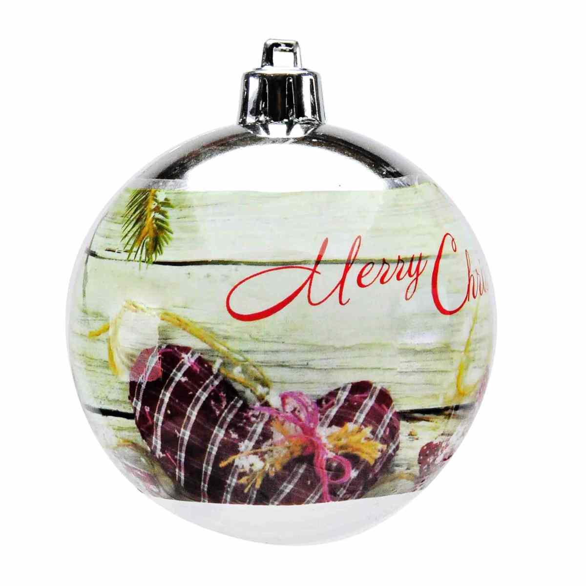 Pallina Natale cm.Ø8 Argento con Scritta M/Christmas Set pz.8 |M2 Store