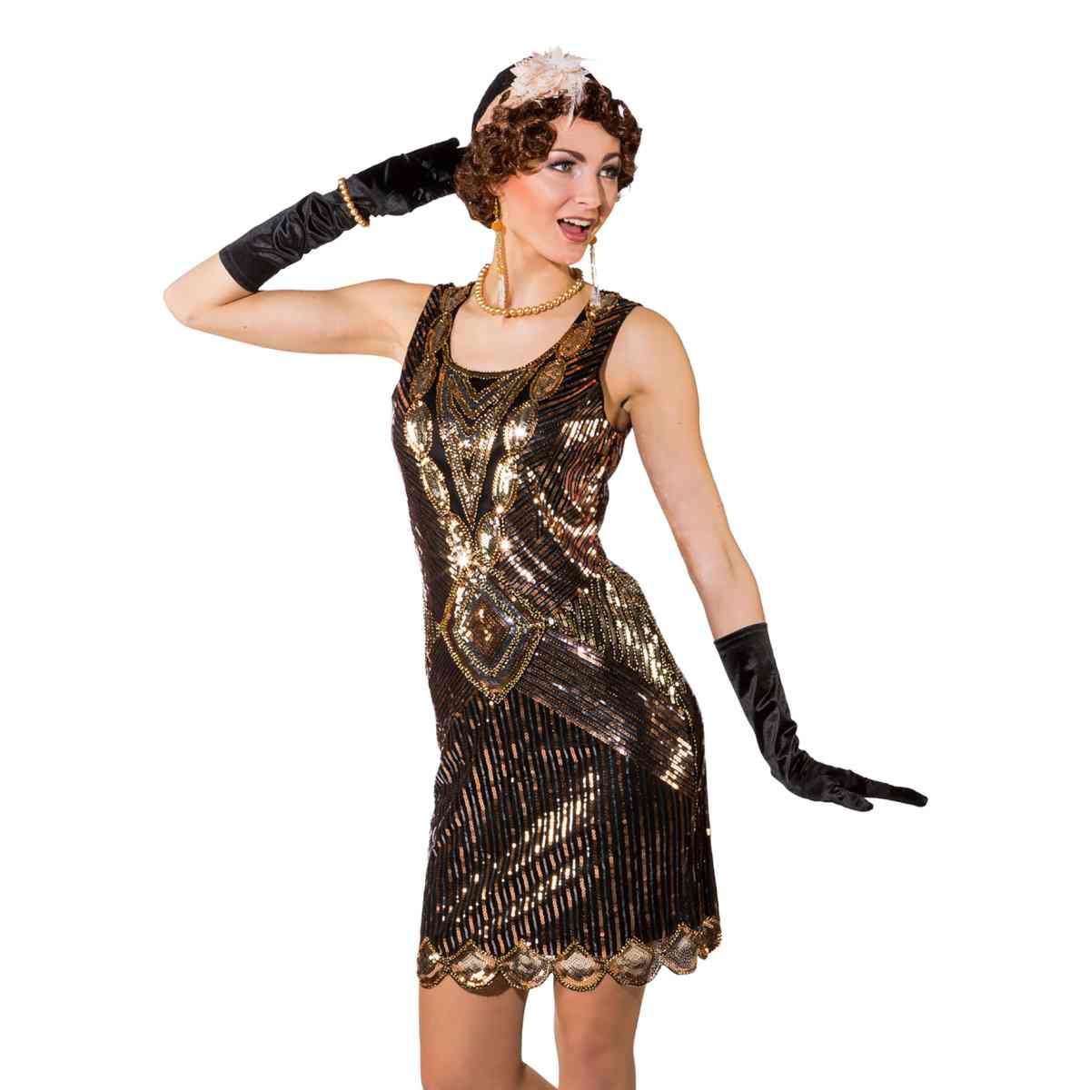 Costume Charleston Anni '20 Nero e Arancio |Orlob
