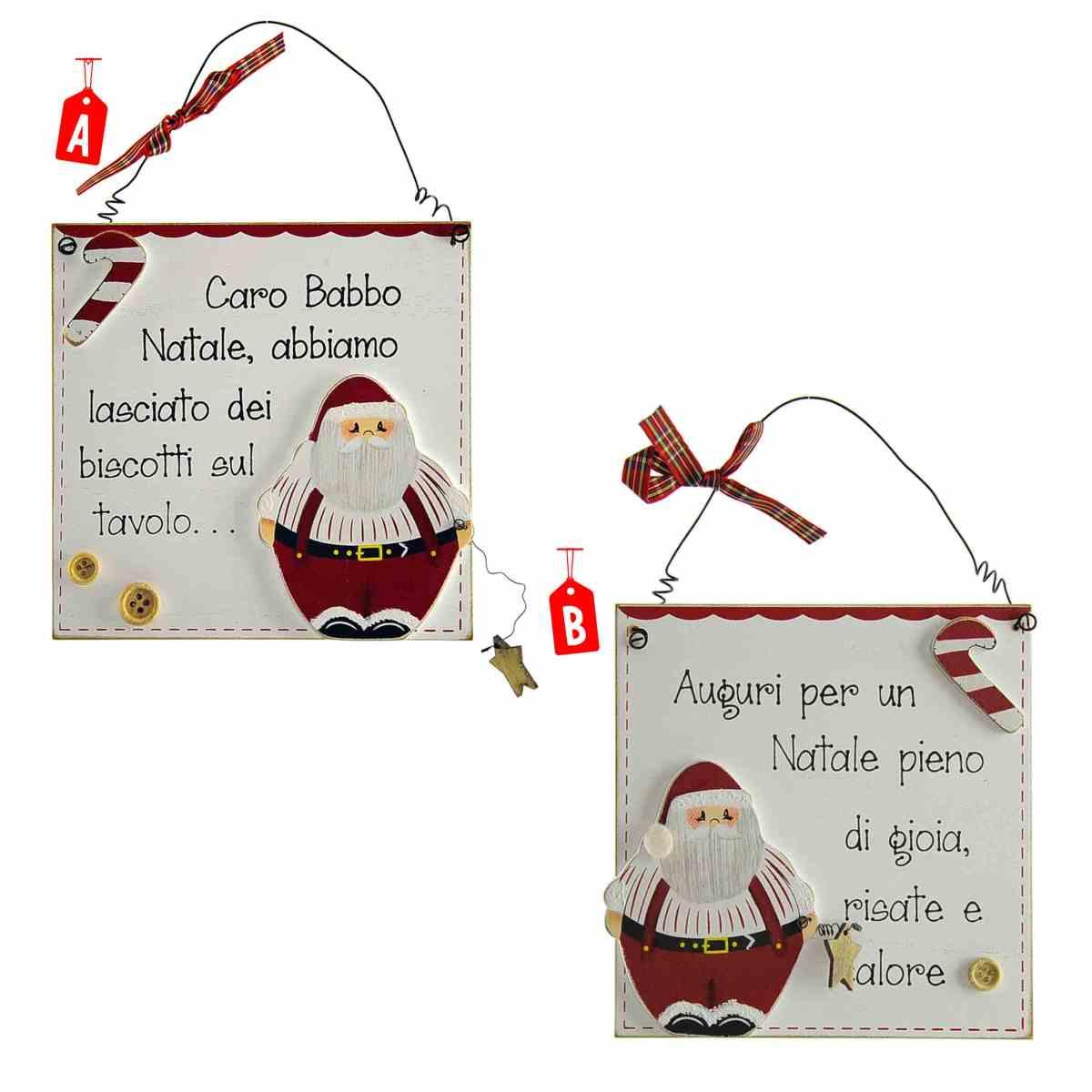 Targa Natalizia Legno con Scritta Babbo cm.15 2 Mod |M2 Store