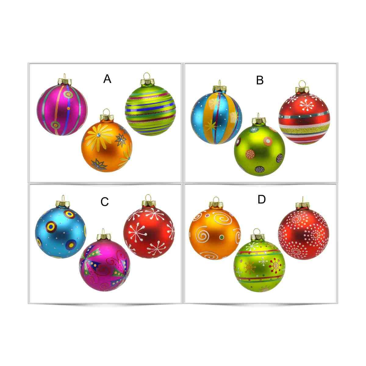 Pallina Natale Vetro Collezione cm.Ø8 Multicolor Set pz.3 |M2 Store