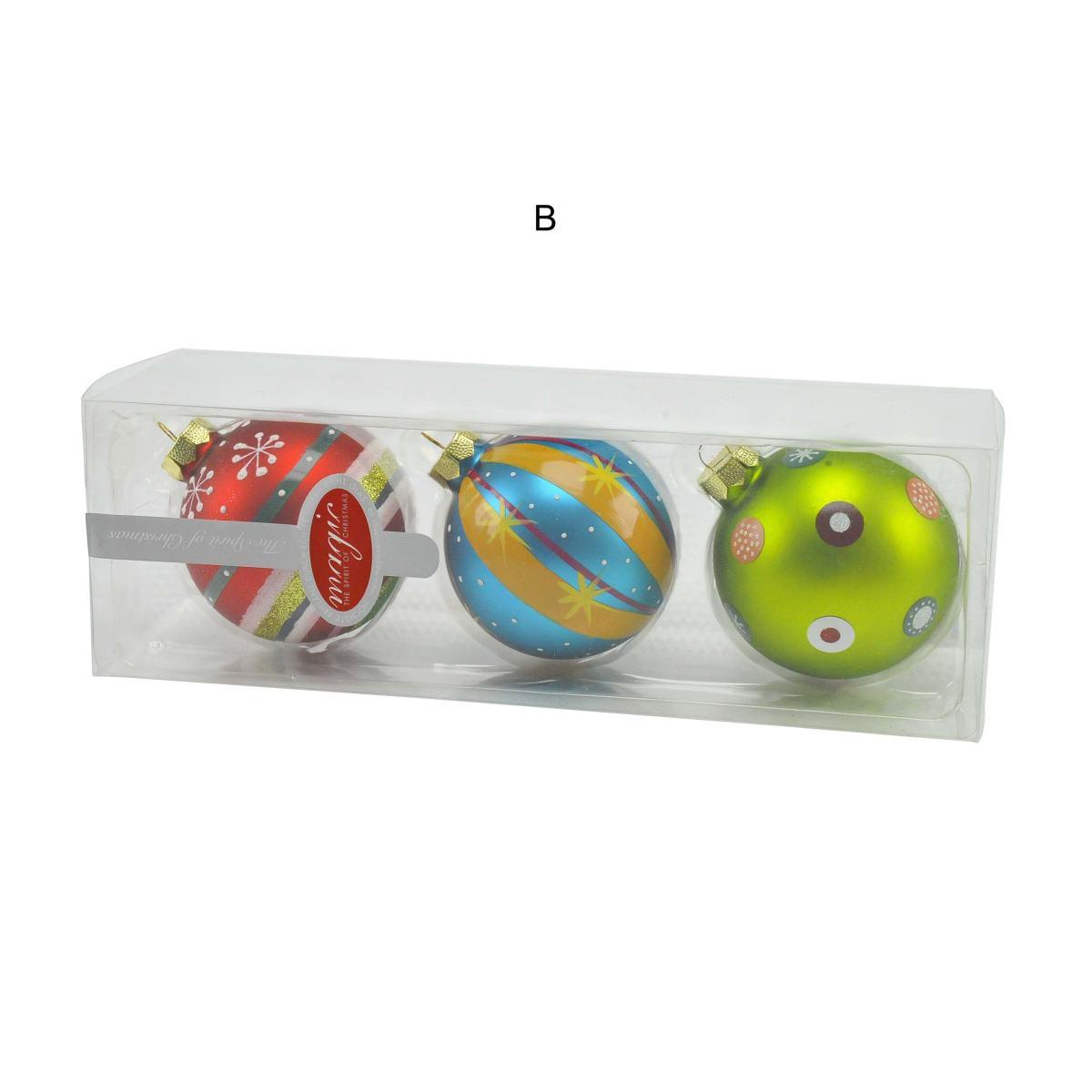 Pallina Natale Vetro Collezione cm.Ø8 Multicolor Set pz.3 |M2 Store