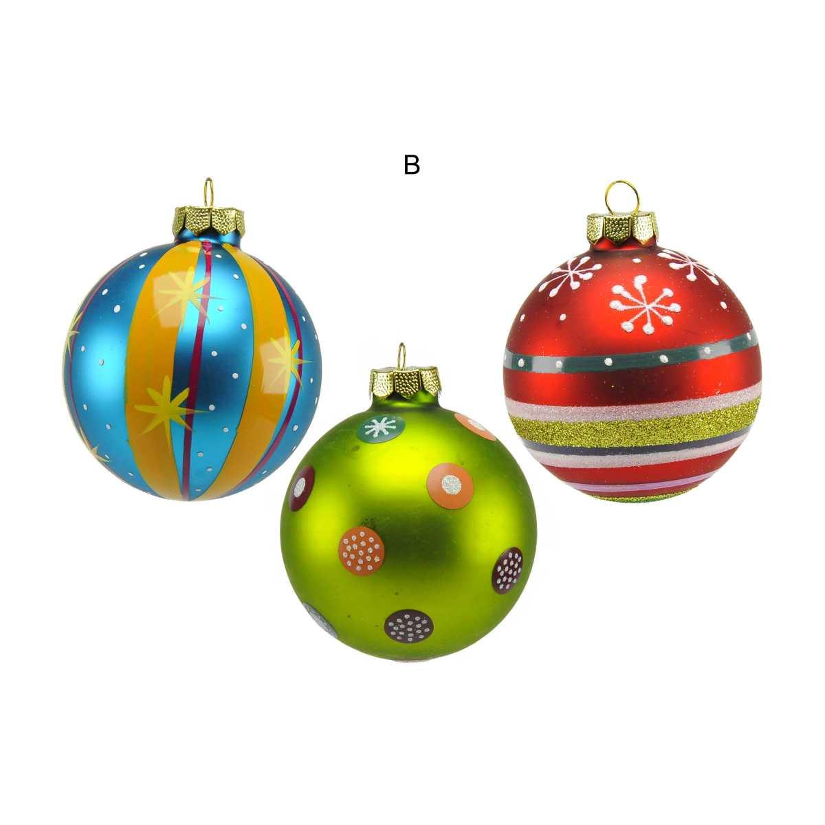 Pallina Natale Vetro Collezione cm.Ø8 Multicolor Set pz.3 |M2 Store