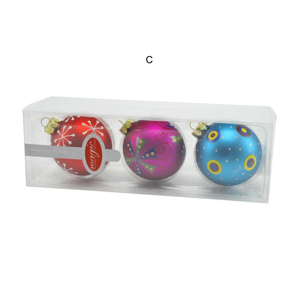 Pallina Natale Vetro Collezione cm.Ø8 Multicolor Set pz.3 |M2 Store