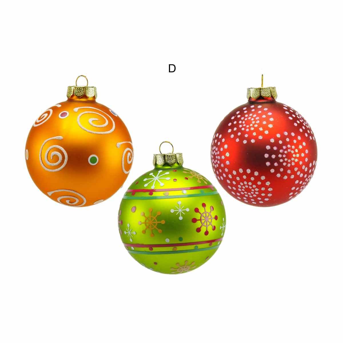 Pallina Natale Vetro Collezione cm.Ø8 Multicolor Set pz.3 |M2 Store