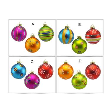 Pallina Natale Vetro Collezione cm.Ø8 Multicolor Set pz.3 |M2 Store